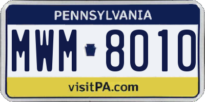 PA license plate MWM8010