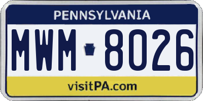 PA license plate MWM8026