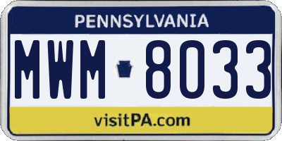 PA license plate MWM8033