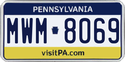 PA license plate MWM8069