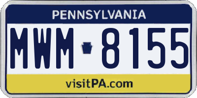PA license plate MWM8155