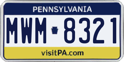 PA license plate MWM8321