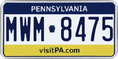 PA license plate MWM8475