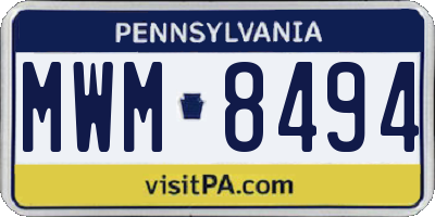 PA license plate MWM8494