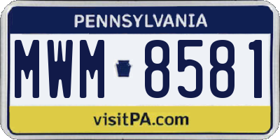 PA license plate MWM8581