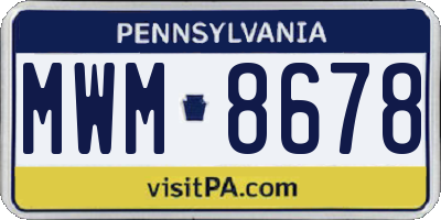 PA license plate MWM8678