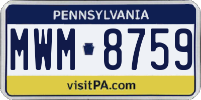 PA license plate MWM8759