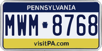 PA license plate MWM8768
