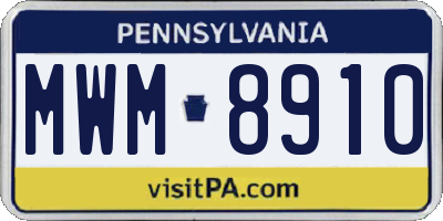 PA license plate MWM8910
