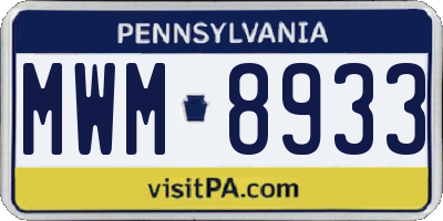 PA license plate MWM8933