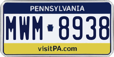 PA license plate MWM8938