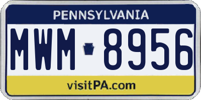 PA license plate MWM8956