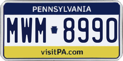 PA license plate MWM8990