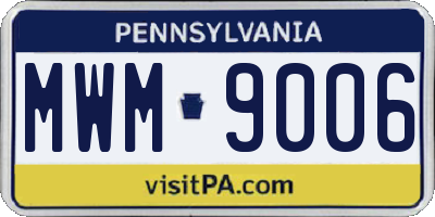 PA license plate MWM9006