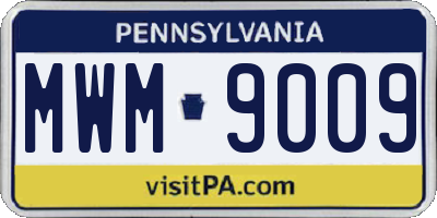 PA license plate MWM9009