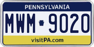 PA license plate MWM9020