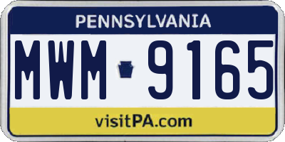 PA license plate MWM9165