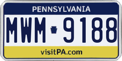 PA license plate MWM9188