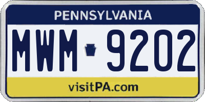PA license plate MWM9202