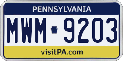 PA license plate MWM9203