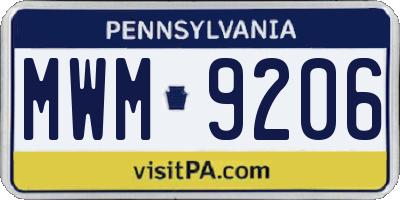 PA license plate MWM9206