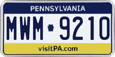 PA license plate MWM9210