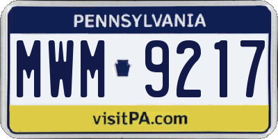 PA license plate MWM9217
