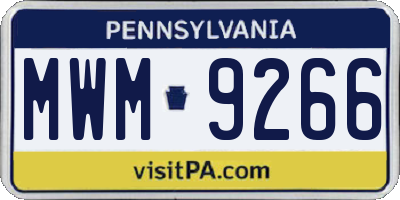 PA license plate MWM9266