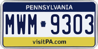 PA license plate MWM9303