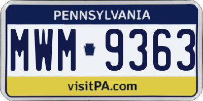 PA license plate MWM9363