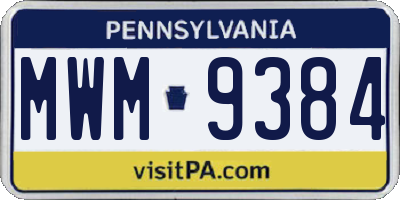 PA license plate MWM9384
