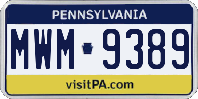 PA license plate MWM9389