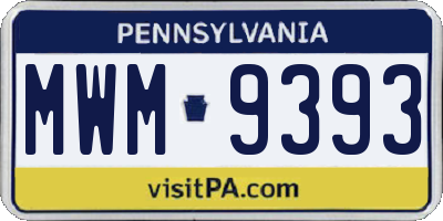 PA license plate MWM9393