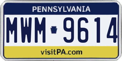 PA license plate MWM9614