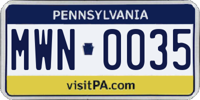 PA license plate MWN0035