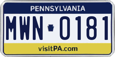 PA license plate MWN0181