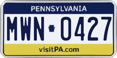 PA license plate MWN0427