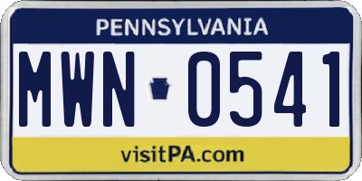 PA license plate MWN0541