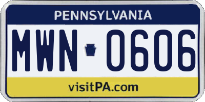 PA license plate MWN0606