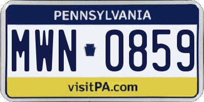 PA license plate MWN0859