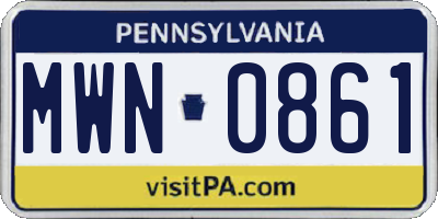 PA license plate MWN0861