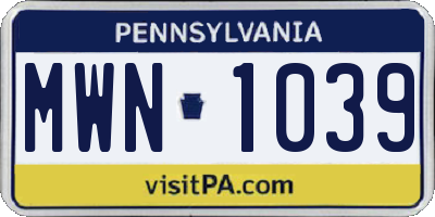 PA license plate MWN1039