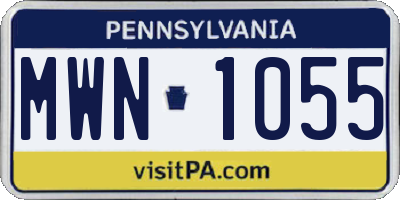 PA license plate MWN1055