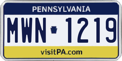 PA license plate MWN1219