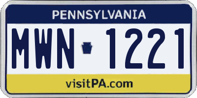 PA license plate MWN1221