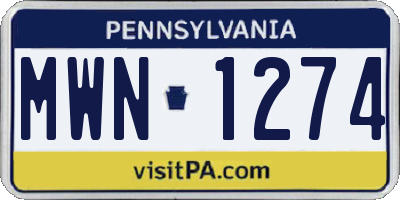 PA license plate MWN1274