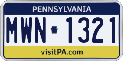 PA license plate MWN1321