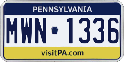 PA license plate MWN1336
