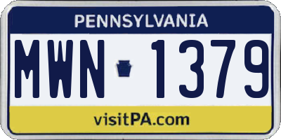 PA license plate MWN1379