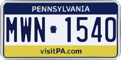 PA license plate MWN1540